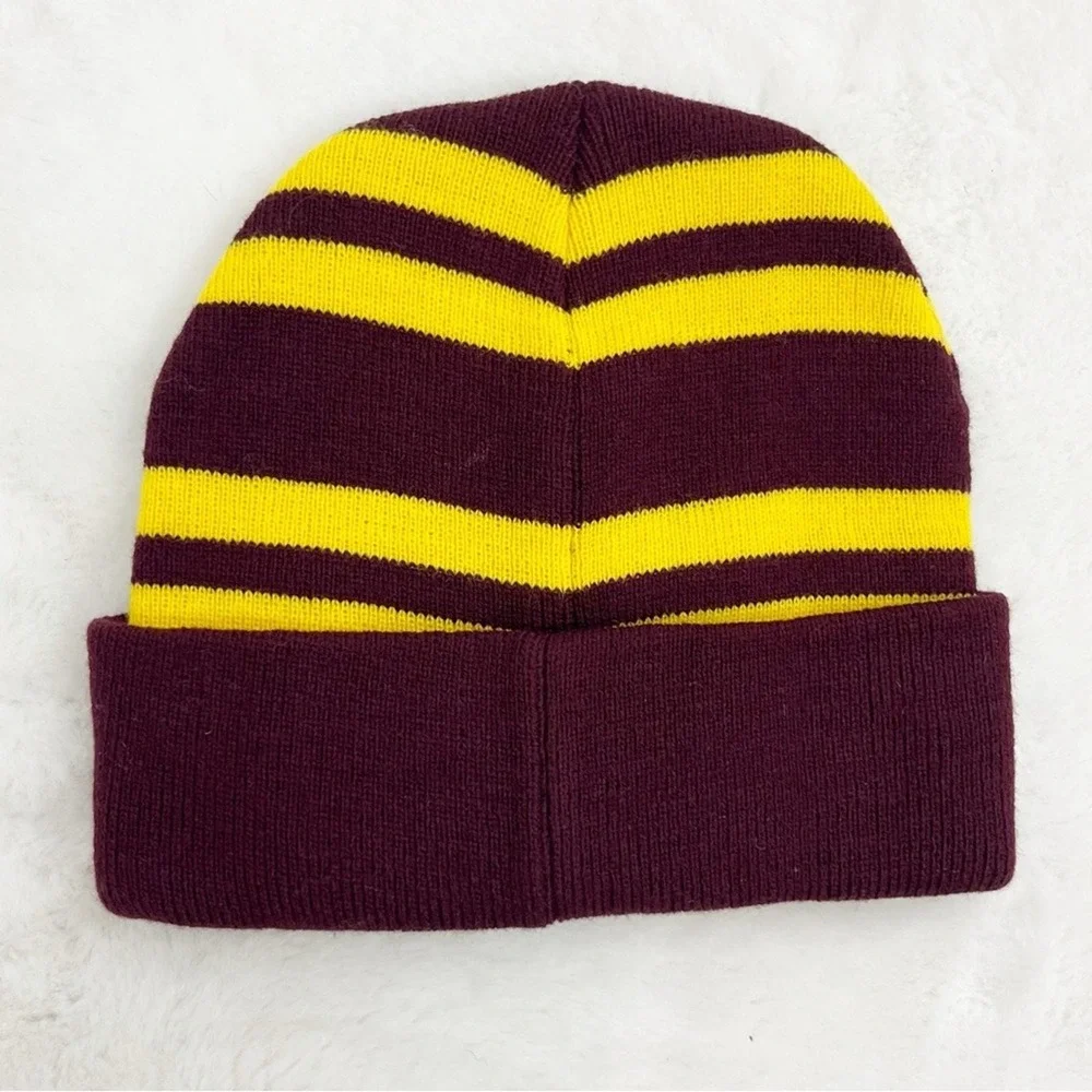 Harry Potter Kids Gryffindor Knit Beanie Stocking Cap Maroon Gold Winter Hat